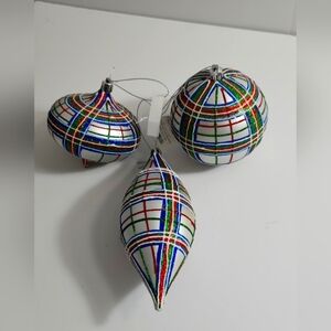 Kirklands home set of 3 ornaments glitter Vintage Chic new